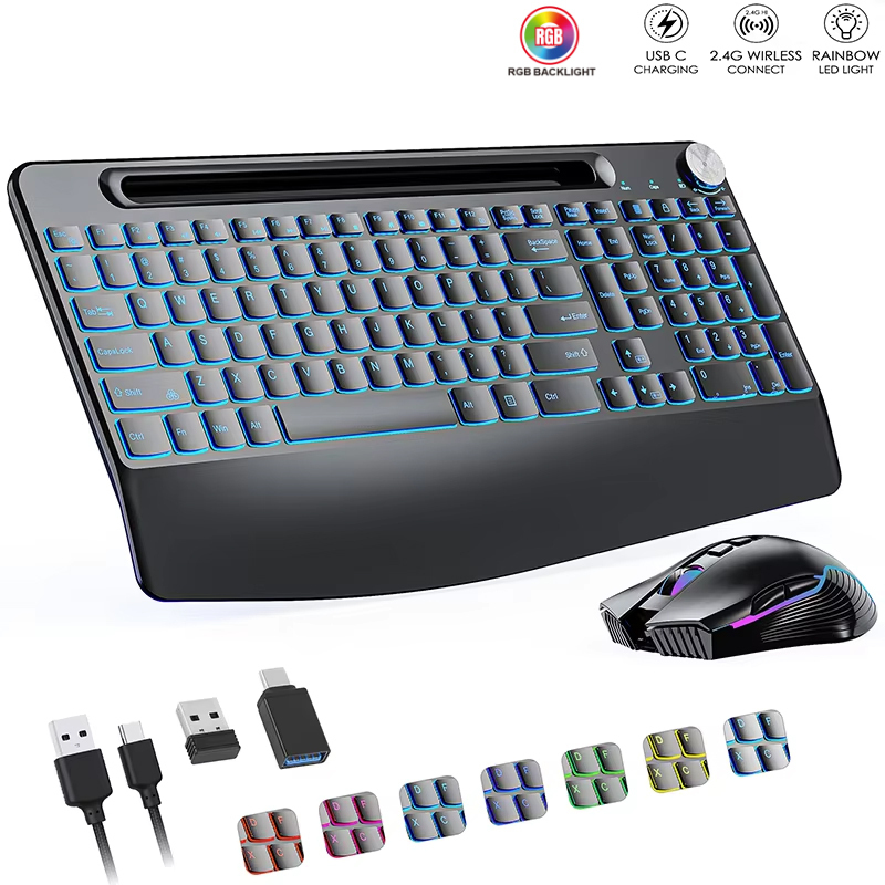 Gaming Keyboard Extension - 2.4G&Type-C Wireless Keyboard Mouse Combo with