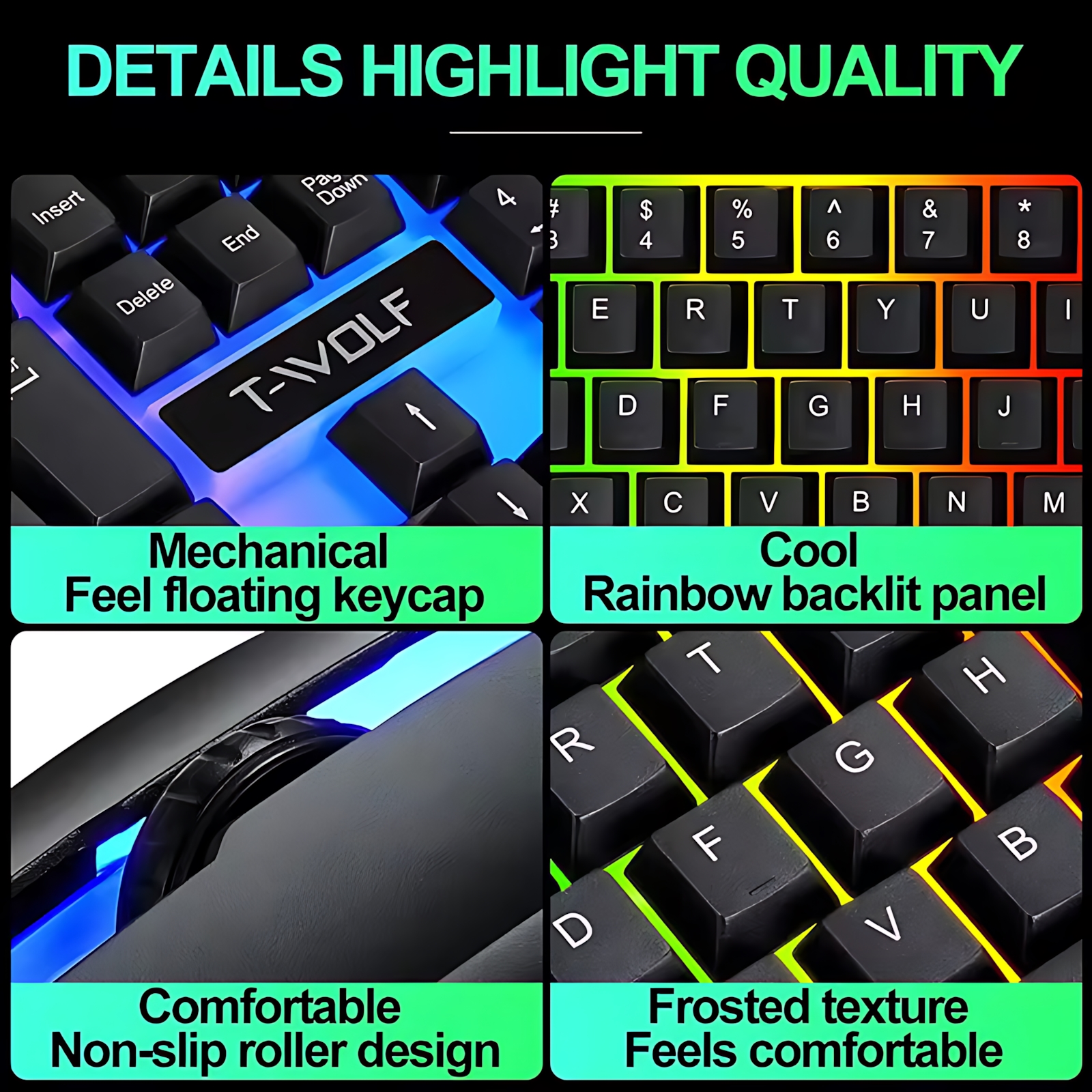 Rainbow Backlit Wired Keyboard - Gaming Keyboard Mouse And Headset Combo incelemesi ve fiyatı