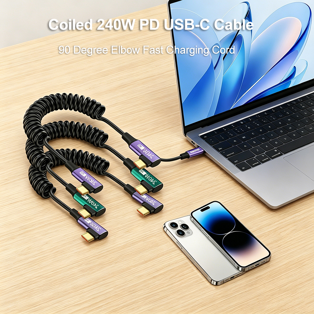 240W PD Coiled Spring Type-C C - Coiled Usb Cable incelemesi ve fiyatı