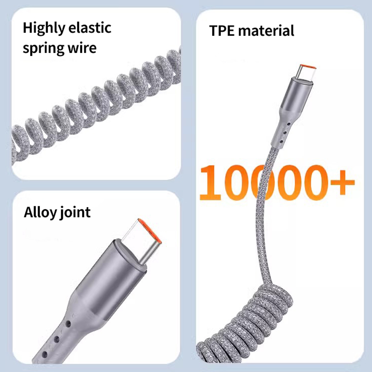100W Coiled USB A to USB C Cab - Coiled Usb Cable incelemesi ve fiyatı