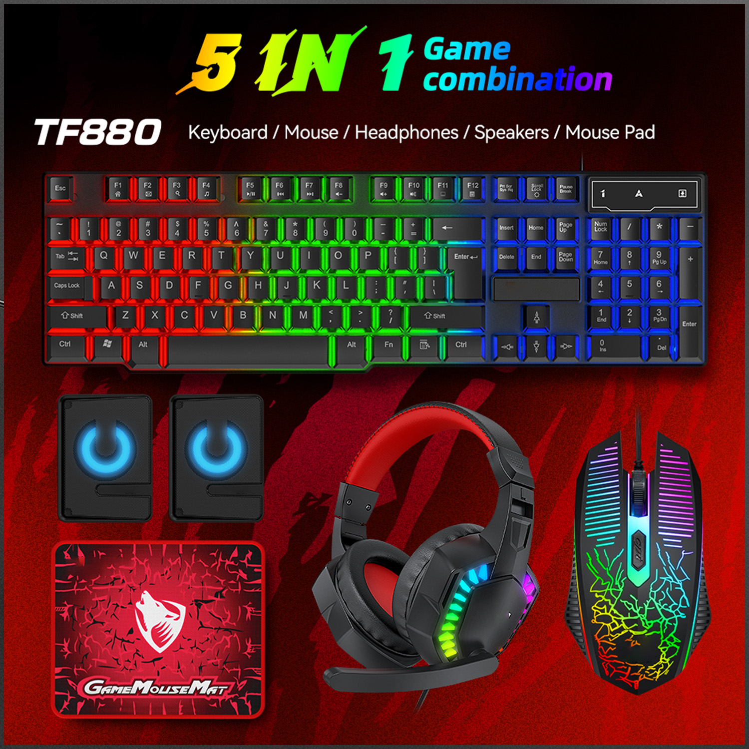 5-in-1 Set Gaming Combo Keyboa - Gaming Keyboard Extension incelemesi ve fiyatı