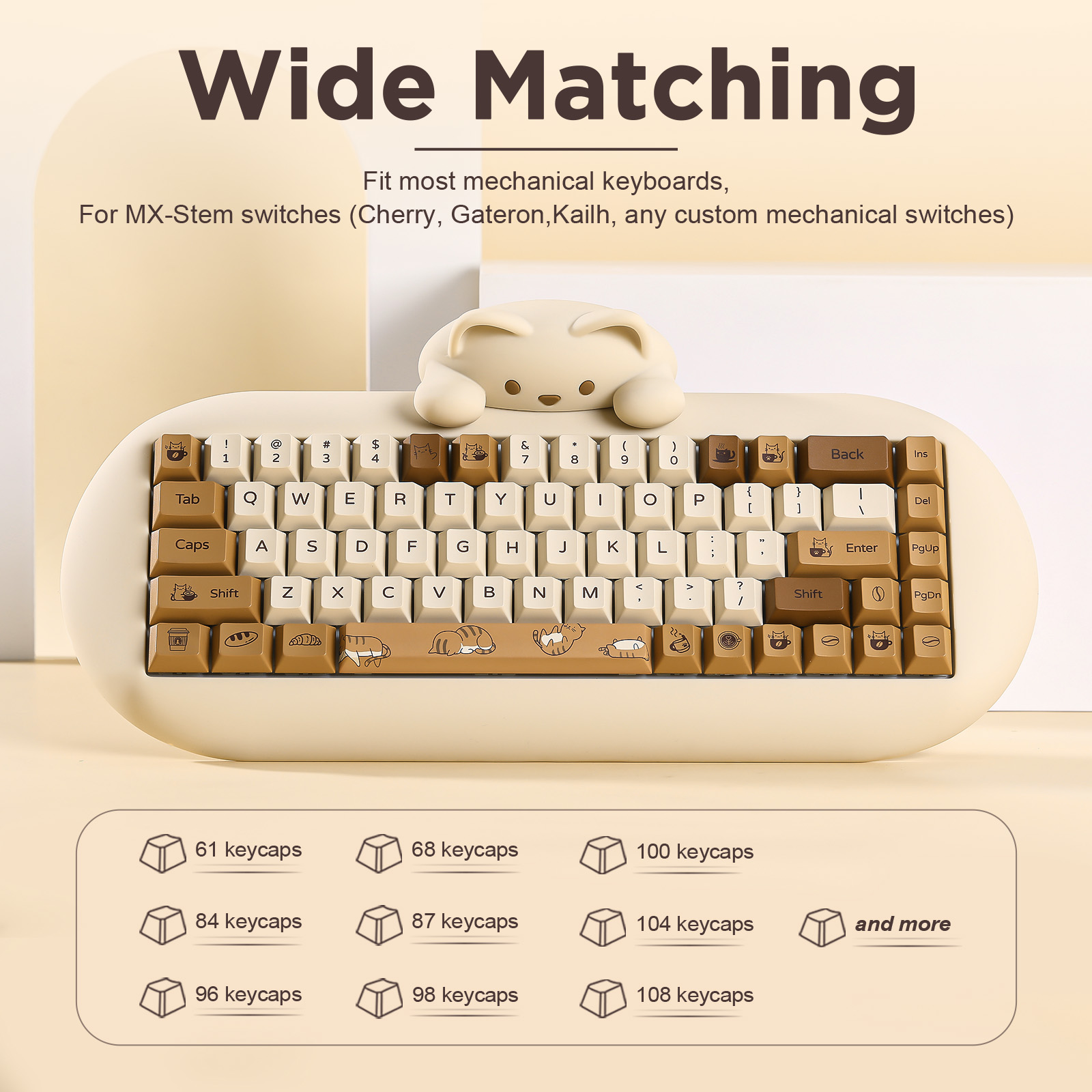 YUNZII Coffee Cat PBT Keycaps, - Gaming Keyboard Extension incelemesi ve fiyatı