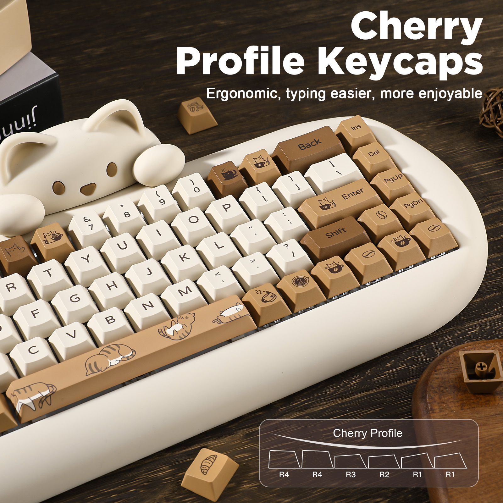 YUNZII Coffee Cat PBT Keycaps, - Gaming Keyboard Extension incelemesi ve fiyatı